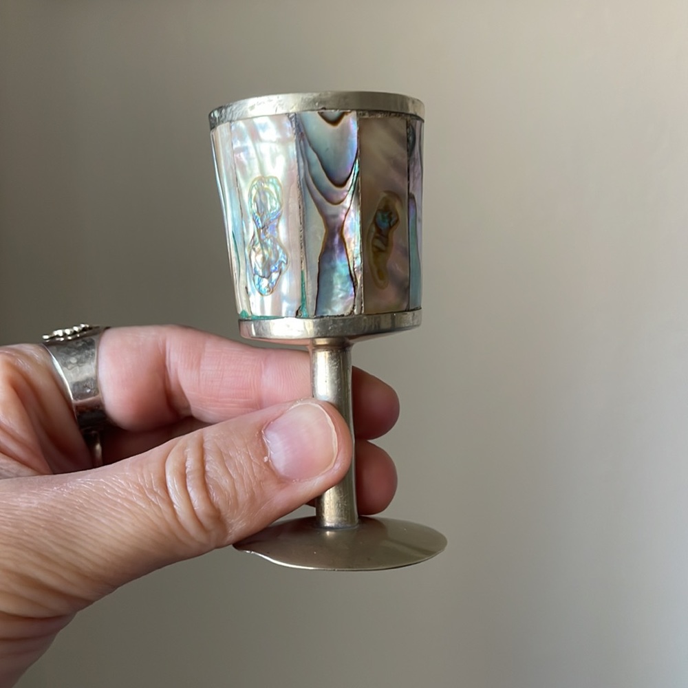 💖sold nfs💖Alpaca sterling cup with abalone - Picture 3 of 7